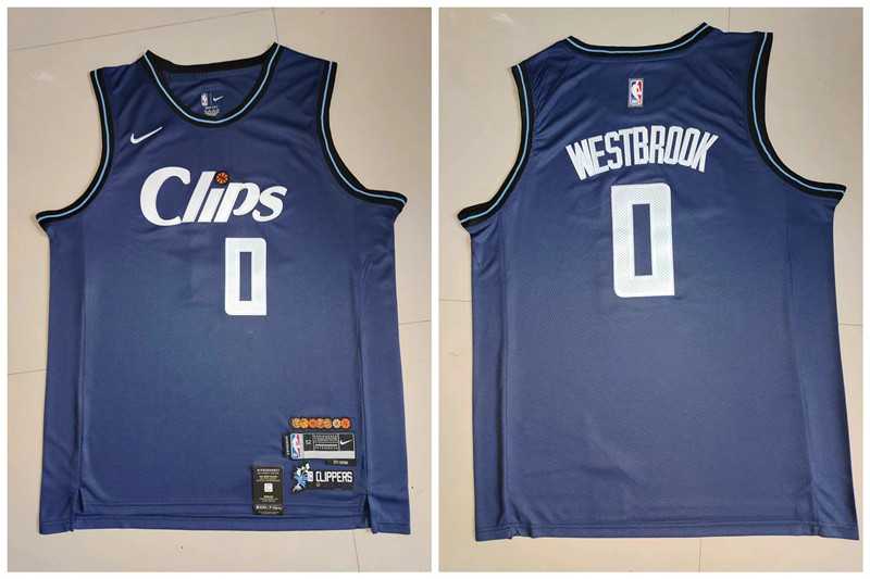 Clippers 0 Russell Westbrook Navy Nike 2023-24 City Edition Swingman Jersey->boston celtics->NBA Jersey